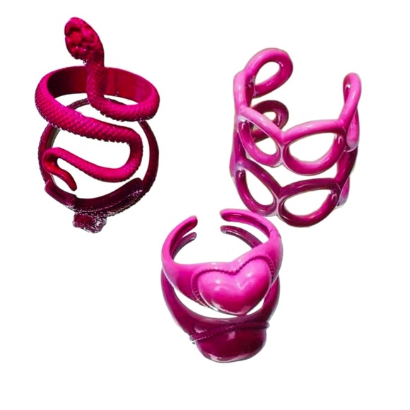 Snake & Heart Three Ring Set - Picture 1 of 4